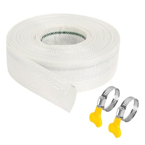 Gewebeschlauch, 10m x 32mm Flachschlauch Ablaufschlauch Industrieschlauch Bewässerungsschlauch, pumpenschlauch mit 2 Clips für Tauch Abflussteiche Schwimmbecken Gartenbewässerung