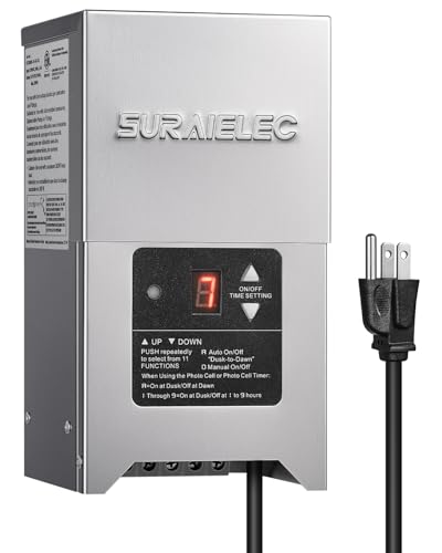 SURAIELEC Low Voltage Landscape Transformer, 300W Outdoor Light Transformer with Timer and Photocell...