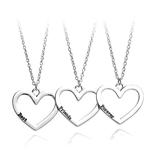 Ogquaton Premium Qualité 3 Pcs BFF Amitié Coeur Conception Sliver Chaîne Collier Ensemble Filles De La Mode Exquis Charmant Ami Toujours Clavicule Chaîne Collier Bijoux Cadeau Cadeau D amit