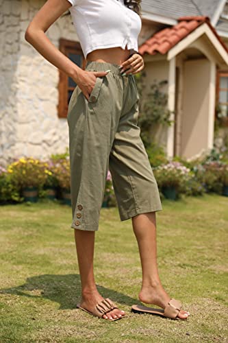 Image of Veatzaer Women's Elastic Waist 3 /4 Capri Harem Pants with Pockets Casual Loose Solid Yoga Trousers S-XXL