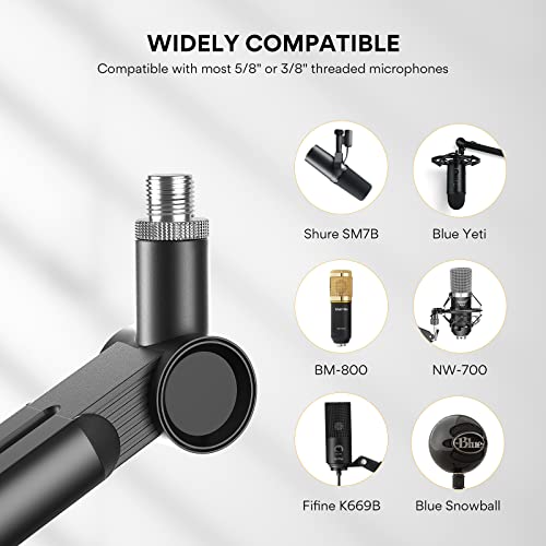 Image of Maono Microphones Boom Arm, Upgraded Version BA90 Stand Arm Stand with 3 /8 inch to 5 /8 inch Screw Adapter Clip Compatible with Maono,Rode,Blue Yeti, HyperX QuadCast,and other Mic