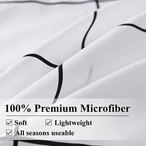 Image of Andency White Grid Comforter Set Full(79x90Inch), 3 Pieces (1 Plaid Comforter and 2 Pillowcases) White Plaid Comforter Set, Lightweight Polyester Gingham Geometric Comforter Bedding Set