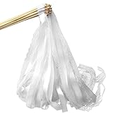 30 Stück Wedding Wands Weiß,Wedding Wands Hochzeit mit Glöckchen,Zauberstäbe Hochzeit Luftschlangen,Stäbe mit Hochzeitsbändern,Hochzeits-Glücksstäbe für Hochzeiten,Geburtstage Partys,Feiertagsfeiern