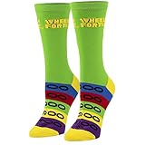 Cool Socks - Wheel of Fortune Crew Socks - TV Game Show Novelty Socks - Size Medium for Men, Women & Kids - Fun Pop Culture Crazy Merch Apparel - Comfy Cotton Blend - Gift for Fans Birthdays Holidays