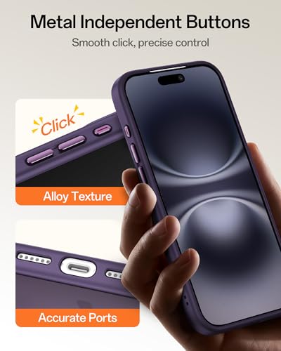 Image of UNBREAKcable Magnetic for iPhone 16 Case 6.1-Inch, Compatible with MagSafe, Full Camera Protection, Built-in Magnetic Ring, Drop Protection Shockproof Slim Phone Cover-Dark Purple