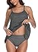 Produktbild FLYILY Damen Streifen Tankini Sets Bikini Mesh Bademode Badeanzug Bademode(Grey,XXXL)