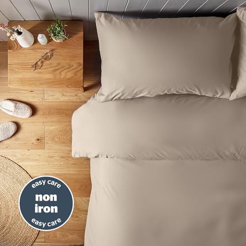 Silentnight Supersoft Duvet Set - Cosy & Comfortable Delicate Touch - Luxurious Easy Care Microfibre with Button Fastening - Stylish & Modern Duvet Quilt Cover + Pillowcase Bed Set, King, Natural - Image 3