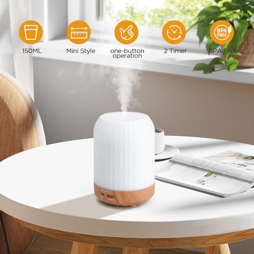 Romon Humidificador, 250ML Difusor Aceites Esenciales, Difusor Eléctrico Ultrasónico de Aceites Esenciales con 7 Colores LED Humidificador de Aire para Apartamento Oficina Casa Yoga - imagen 3