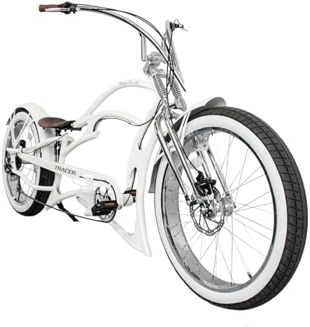 Tracer Raider Pro DS7 Fat Tire Beach Cruiser Bike for Adults 26" Stretch Chopper Bicycle, 1/7 Speed Men