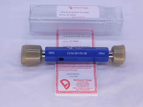 New 13/16 28 UN 2B Vermont Thread Plug GAGE .8125 GO NO GO PD'S = .7893 & .7943 - DW31616VTG