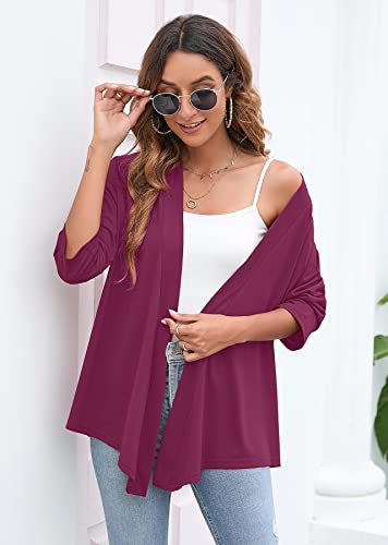 Image of Heymoments Women's Lightweight Open Front Cardigans 3 /4 Sleeve Casual Soft Drape Fall Cardigan S-2XL