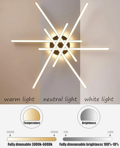 Plafonnier LED dimmable noir moderne avec télécommande pour salon - 4