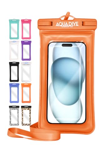 シズカウィル AQUADIVE アクアダイブ スマホ 防水ケース iphone対応 android対応 スマホケース スマホ保護 6.8インチ対応 防水スマホケース 水中 撮影 完全防水 Face ID対応 エアあり 1個入り オレンジ
