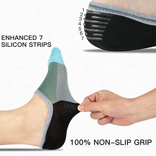COOPLUS Mens No Show Socks Cotton Low Cut Non Slip Casual Socks Invisible Flat Boat Socks (8 Pairs)