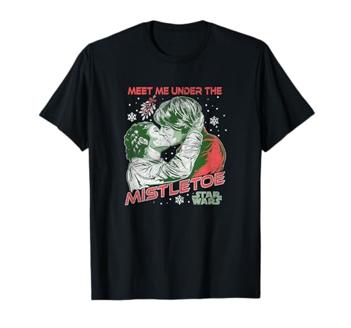 T-shirt Star Wars Han Solo Leia sous le gui tee-shirt Noël imprimé