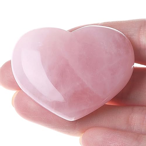 XIANNVXI 45mm 1.8' Rose Quartz Healing Crystals Heart Stones 100% Natural Crystals Gemstones...