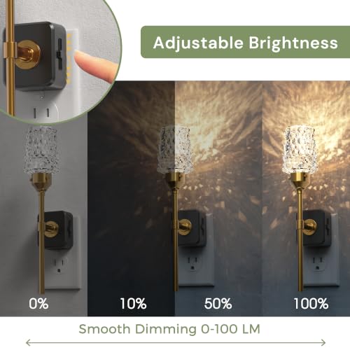 Image of L LOHAS LED Night Light, 2 Pack Night Lights Plug into Wall | Automatic Night Lights with Auto Light Sensor, 0-100LM Adjustable Brightness Rotating Crystal Nightlight for Bedroom Hallway