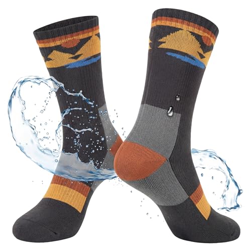 TOP-EX DryKnit™ Waterproof Socks, 30% Merino Wool Thermal Crew for Snow Hunting, Warm Breathable Winter Sports Gear, Cold Weather Hiking Trekking Activity, Charcoal Forest, Large