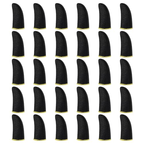 WLLHYF 30pcs Gamer Finger Sleeves Carbon Compression Support Thumb Gloves Touchscreen Finger Cover Anti Sweat Mobile Phone Tablet Gaming Stabilizer for All Touchscreen Devices
