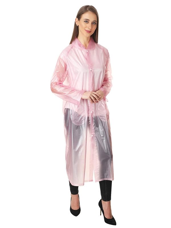 W+ Fancy Pink Women's Raincoat with Cap (Medium) 2