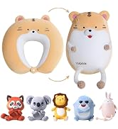 Coussin De Voyage 2-en-1 Pour Enfant YOUYIKE - Transformable En U Ou En Peluche Raton Laveur, Rembourrage Mousse, Pour Avion, Voiture, Sieste