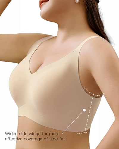 Minimizer Bras for Women Full Coverage Wireless Plus Size Seamless Bralette Removable Pads Adjustable Comfort 32A-42E3