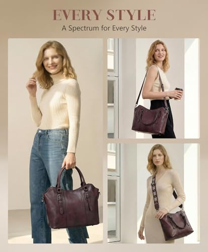 Image of VASCHY Hobo Purse for Women, Two-Strap Set, Easily Converts to Shoulder Bag, Crossbody Bag, or Tote Handbag, Travel Work Bag