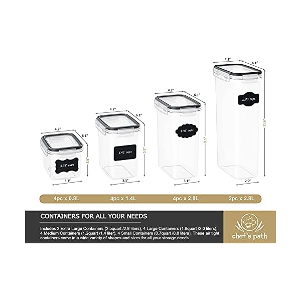 Airtight-Food-Storage-Containers-Set-14-Piece-Kitchen-Pantry-Organization-and-Storage-BPA-Free-Plastic-Canisters-with-Durable-Lids-Ideal-for-Cereal-Flour-Sugar-Includes-Labels-Marker-Spoon-Set-14 Airtight Food Storage Containers with Lids 14 PC - Plastic Kitchen Storage Containers for Pantry Organization and Storage - Cereal, Rice, Pasta, Flour and Sugar Containers