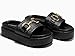 Coutgo Womens Platform Sandals Raffia Espadrilles Metal Chain Slip on Open Toe Cute Beach Slide Sandals