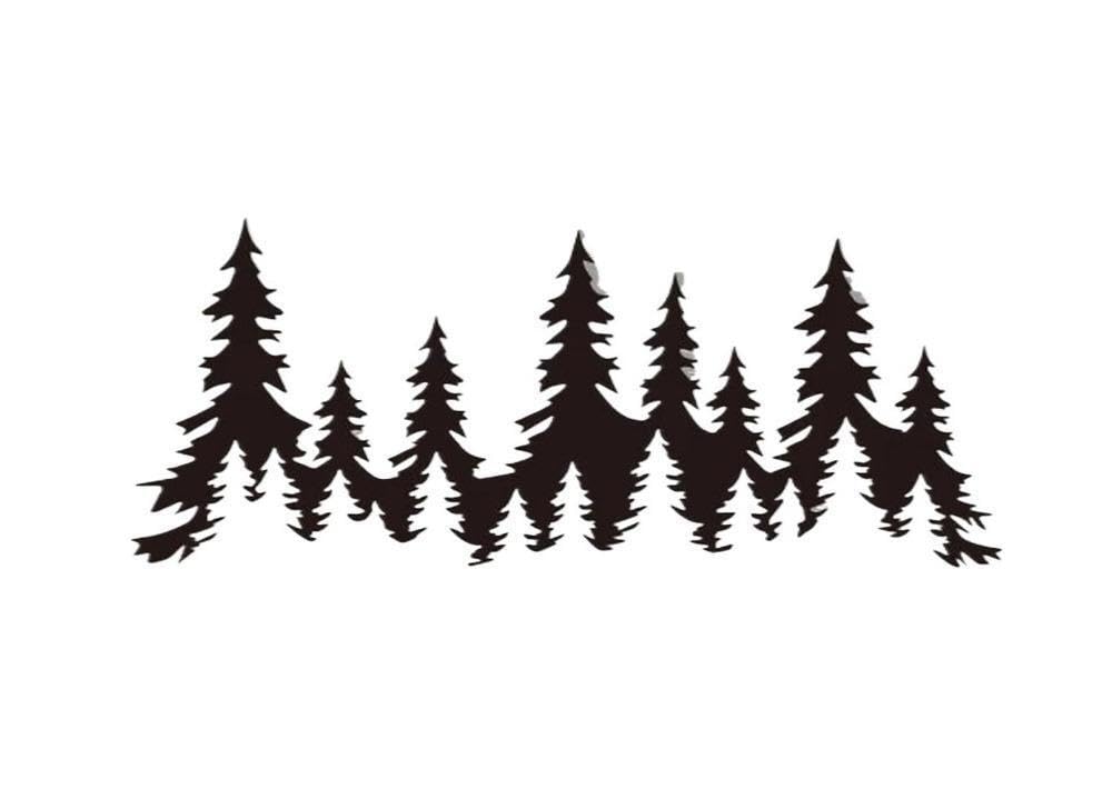 Pine Tree Forest Car Sticker Vinyl Decal for Auto Window Door(Black,L)