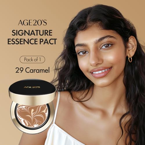Image of AGE20'S Signature Essence Pact SPF 50+ | Pack of 1 | 29 Caramel | Cream Foundation, Dewy Finish, Natural Coverage | Korean Cushion Foundation