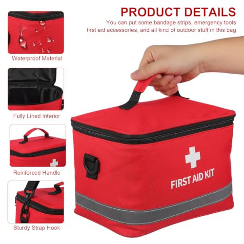 Image of DOITOOL Portable First Aid Bag Empty Medical Storage Bag Red Shoulder Medicine Pouch First Aid Organizer for Camping Hiking Home Car Outdoor Travel