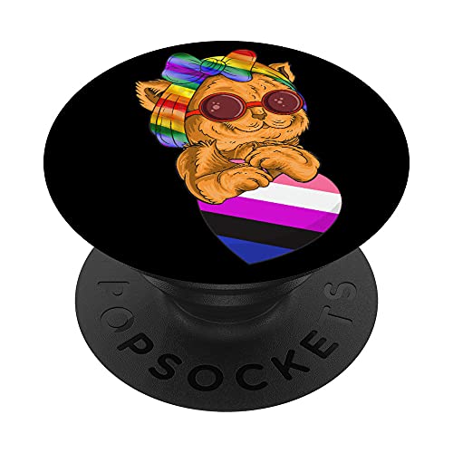 LGBTQ LGBT Gato Gay Pride Rainbow LGBTQ PopSockets PopGrip Intercambiable