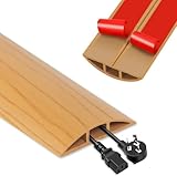 Kabelschutz, Selbstklebende Boden kabelwanne, 1.5m x5cm Flexibler Kabelabdeckung, Zum Verstecken Von Kabeln Oder DräHten In Wohnungen, BüRos, Turnhallen, Konzertkabeln (Gelbes Holz Maserung)