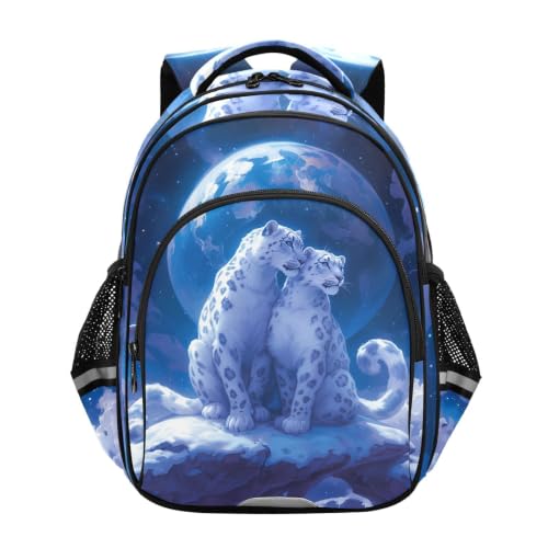 Sac à dos enfant 3-12 ans cartable scolaire léopard blanc Clair De Lune