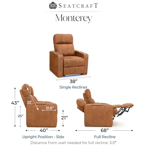 Image of Seatcraft Monterey Home Theater Seating Tawny Single Recliner