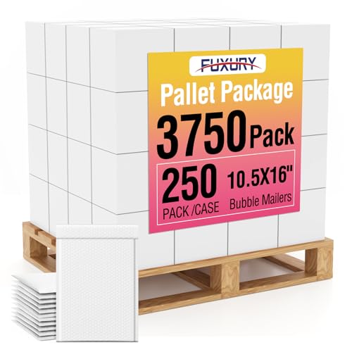 Image of Fuxury Bubble Mailers 10.5x16 inch White Padded Envelopes 3750Pack Bulk Strong Adhesion Full Pallet of Padded Mailers Thick Bubble Envelopes for Small Business Mailing Books Clothes Makeup Supplies