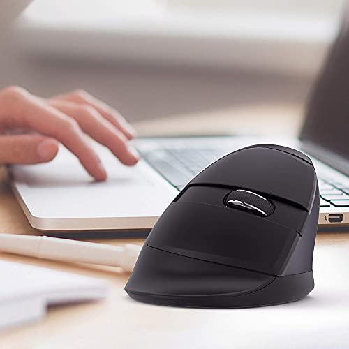 Ratón inalámbrico ergonómico Vertical, J-Tech Digital 2.4G RF inalámbrico óptico ratón con luz LED Ajustable 800/1200/1600DPI – Reduce el Dolor de Mano/muñeca (No Recargable)