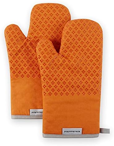 KitchenAid Asteroid Oven Mitt Set, Honey Orange 7"x12.5"