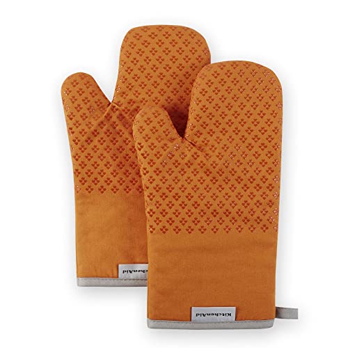 KitchenAid Asteroid Oven Mitt Set, 7"x12.5", Honey Orange, 2 Piece