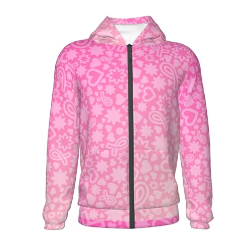 Breast Cancer Pink Ribbons Awareness Kid Hoodies Boys Zip Up Sweatshirts Girls Pullover with Pocket2