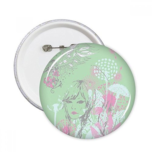 Badge fille fleurs ailes de pissenlit bouton decoration vetement multicolore XL 5pcs