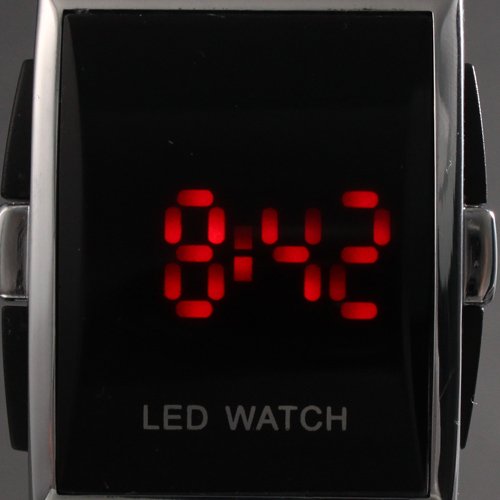 Amazon.co.jp: LED Watch ユニセックス レッドLED数字表記 腕時計