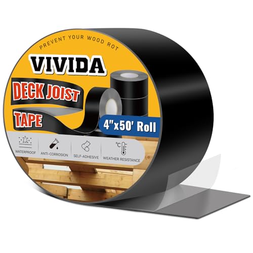 VIVIDA 4 in × 50 Ft Deck Joist Tape, Waterproof Joist Butyl Tape, 1 Roll
