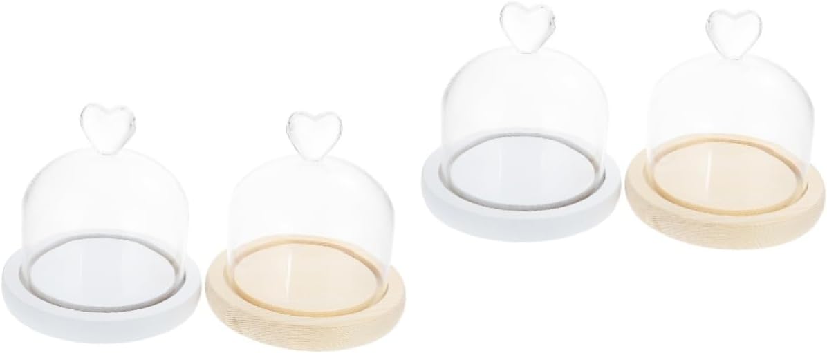 Alipis 4pcs Glass Dome for Preserved Flowers and Landscapes Glass Cover Adornment and Bases Centerpiece for Home Decor and Unique Displays