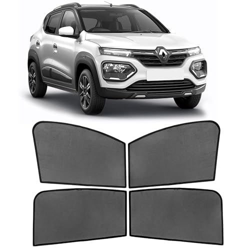 Image of Autostory Custom Fit Black Mesh Car Sunshade for Renault Kwid | UV & Heat Protection Car Window Curtains | Privacy Car Sun Shade | Breathable Vehicle Specific Side Window Shades