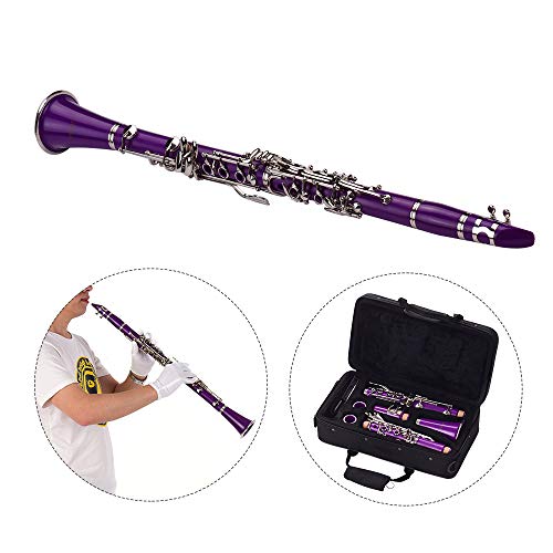 Clarinet,Muslady 17-Key Clarinet,Bb Flat ABS Woodwind Instrument with Carry Case Cleaning Cloth Mini Screwdriver Reed Case 10pcs Reeds
