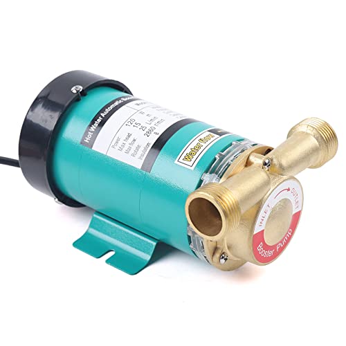 Image of 120W Hot Water Booster Pressure Shower Pump Electric Home Boost Pump 1" Outlet with Conversion Connector and Water Flow Switch, Inlet Filter for Home Shower Taps Garden Irrigation Pond, 25L/min