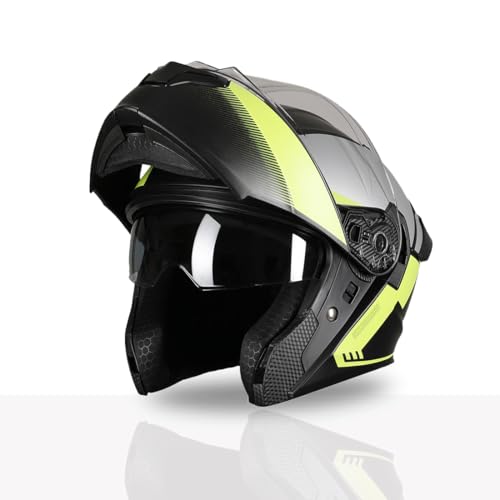 Image of TVS Racing SuperPose Smoked Dual Visor Flip Up Modular Helmet for Men and Women, ISI DOT Certified, ABS Shell, Quick Release Visor, Lightweight, Ventilated, Open Face to Full Face