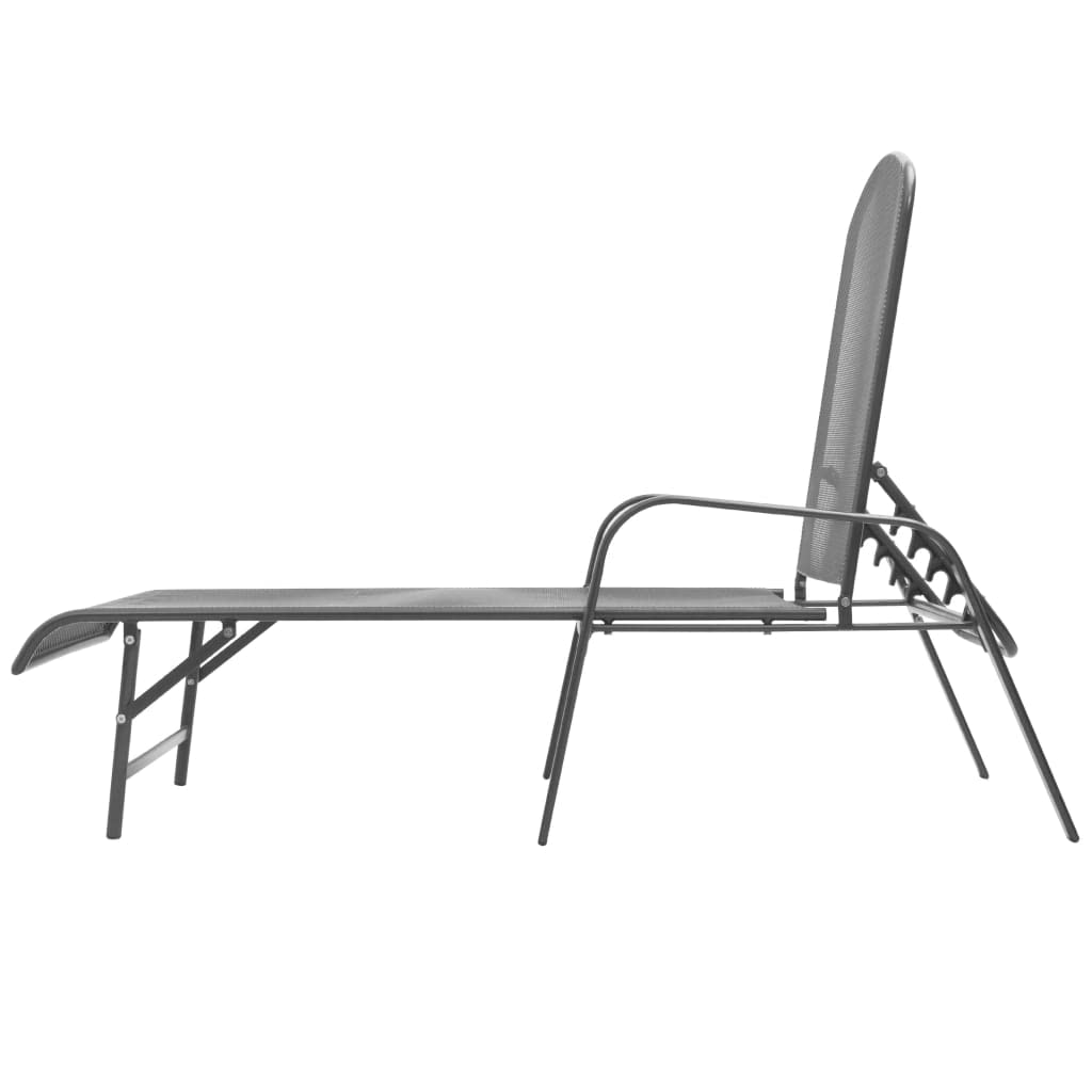 Sonnenliege Stahl Anthrazit mit 5-Fach Verstellbarer Rückenlehne für Garten, Terrasse, Balkon, Pool, Outdoor, Camping, wetterfest und ergonomisch Design, langlebig